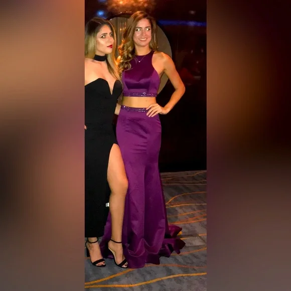 La Femme Nordstrom 2-Piece Flattering Purple Evening Gown